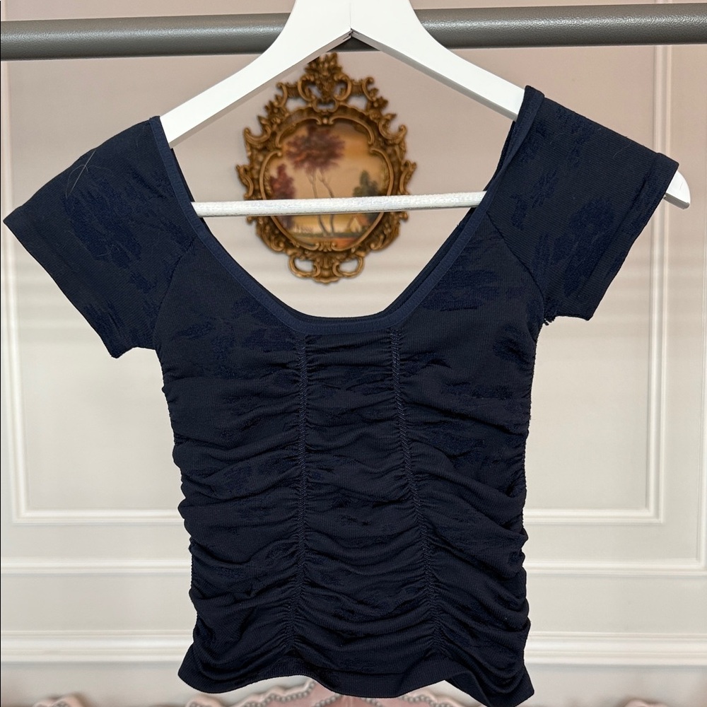 Free People Navy Ruched Crop Top size XS